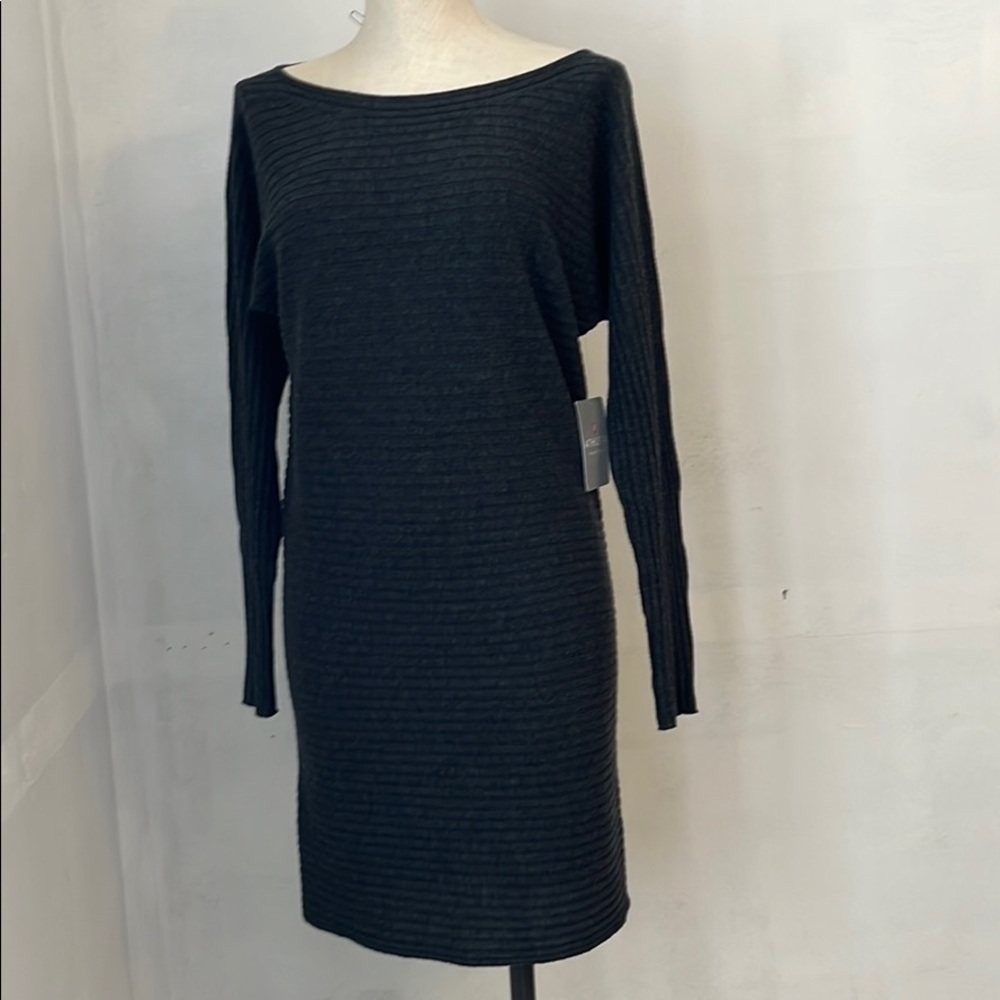 Athleta Dark Grey Ribbed Sweater Dress. As picture